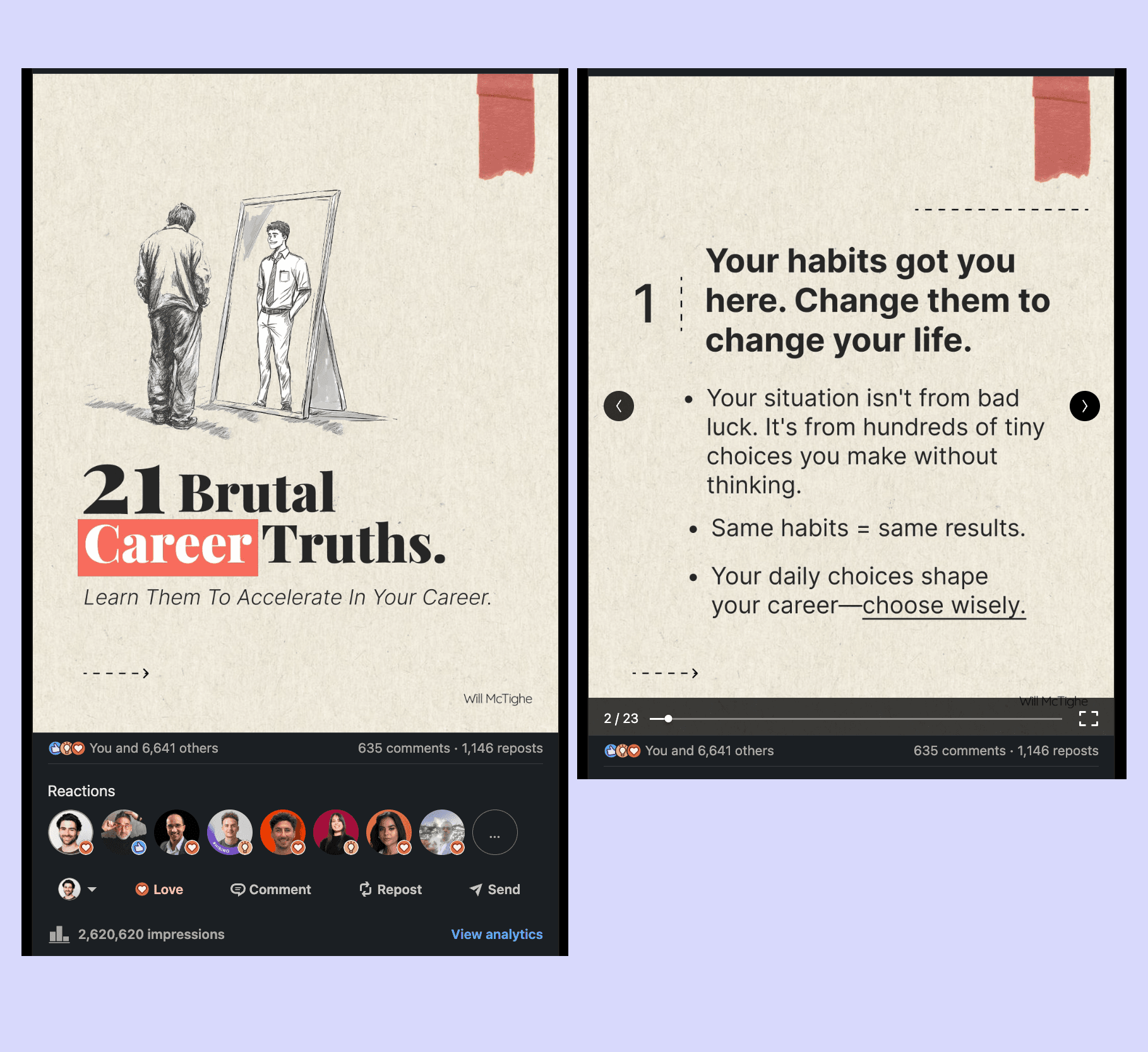 Example of a high-performing LinkedIn carousel post showing the swipeable multi-slide format