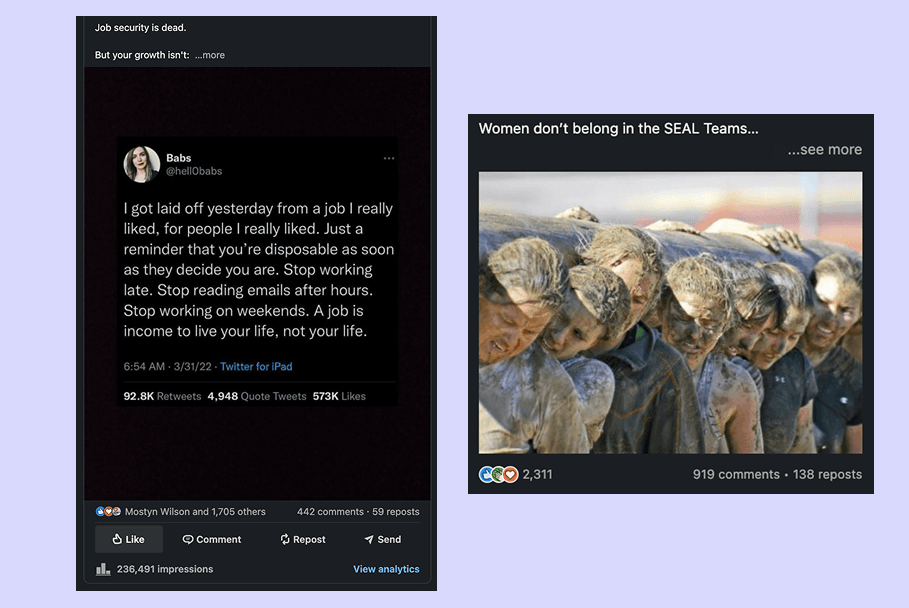 Controversial LinkedIn posts that generated high impression counts through debate and discussion